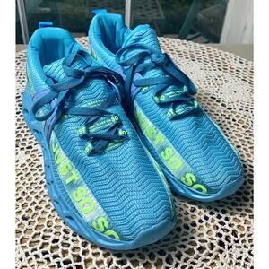 Ladies Blue-yellow Print Sneakers Size 11.5M Running Hip-Hop Comfort Pro sku 659